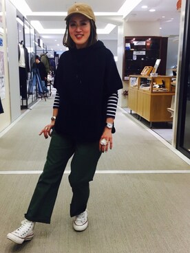 「BEAVER ORIGINAL（ビーバーオリジナル）のアイテム（帽子）」を使った、さゆるゆるさん（レディース・155cm）の冬コーディネート