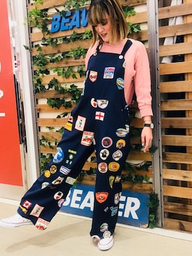 「MANASTASH（マナスタッシュ）のMANASTASH/マナスタッシュ　W’S HONEYCOMB S（Tシャツ/カットソー）」を使った、さゆるゆるさん（レディース・155cm）の冬コーディネート