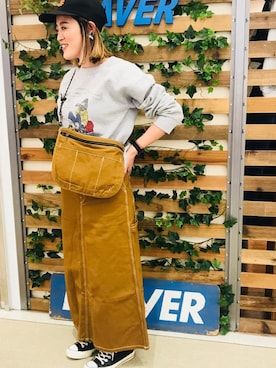 「MANASTASH（マナスタッシュ）のアイテム（スカート）」を使った、さゆるゆるさん（レディース・155cm）の冬コーディネート
