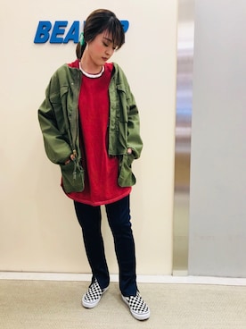 「gilet（ジレ）のアイテム」を使った、さゆるゆるさん（レディース・155cm）の秋コーディネート