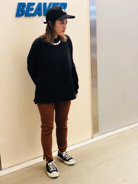 「MANASTASH（マナスタッシュ）のアイテム（レッグウェア）」を使った、さゆるゆるさん（レディース・155cm）の秋コーディネート