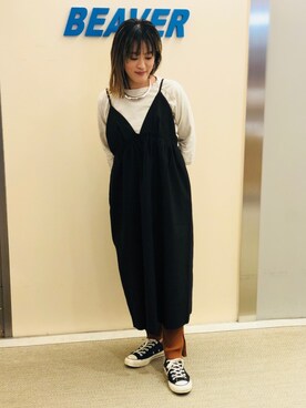 「MANASTASH（マナスタッシュ）のアイテム（レッグウェア）」を使った、さゆるゆるさん（レディース・155cm）の秋コーディネート