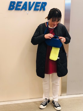 「MANASTASH（マナスタッシュ）のアイテム（レッグウェア）」を使った、さゆるゆるさん（レディース・155cm）の秋コーディネート