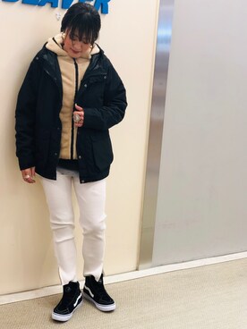 「MANASTASH（マナスタッシュ）のアイテム（マウンテンパーカー）」を使った、さゆるゆるさん（レディース・155cm）の秋コーディネート
