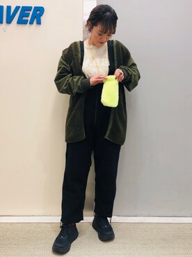 「MANASTASH」｜「アイテム（オールインワン・サロペット）」を使った、さゆるゆるさん（レディース・155cm）の冬コーディネート