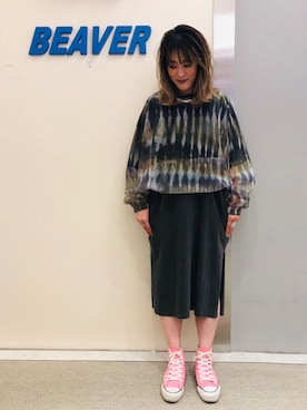 「MANASTASH（マナスタッシュ）のアイテム（ワンピース/ドレス）」を使った、さゆるゆるさん（レディース・155cm）の夏コーディネート