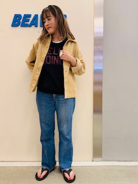 「サーフスタイル」｜「アイテム（ブルゾン）」を使った、さゆるゆるさん（レディース・155cm）の夏コーディネート