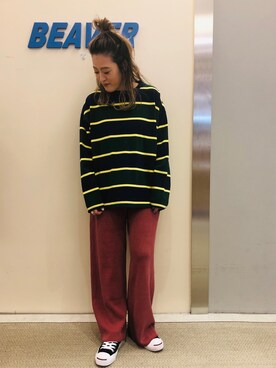 「MANASTASH（マナスタッシュ）のMANASTASH/マナスタッシュ　SNUG RELAX PANTS スナッグリラックスパンツ（その他パンツ）」を使った、さゆるゆるさん（レディース・155cm）の夏コーディネート