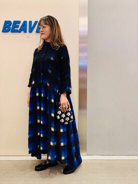 「チェックワンピース」｜「アイテム（財布/小物）」を使った、さゆるゆるさん（レディース・155cm）の秋コーディネート