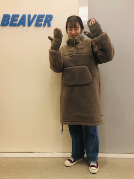 「MANASTASH（マナスタッシュ）のアイテム（その他アウター）」を使った、さゆるゆるさん（レディース・155cm）の秋コーディネート