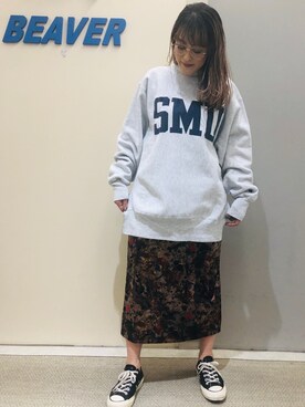 「BEAVER ORIGINAL（ビーバーオリジナル）のアイテム」を使った、さゆるゆるさん（レディース・155cm）の秋コーディネート
