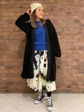 「MANASTASH（マナスタッシュ）のアイテム（その他アウター）」を使った、さゆるゆるさん（レディース・155cm）の秋コーディネート