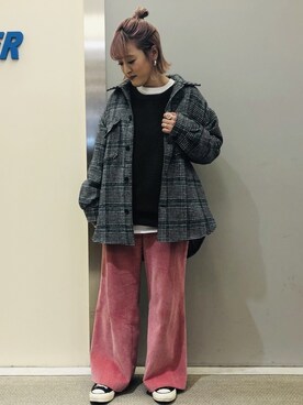 「BEAVER ORIGINAL（ビーバーオリジナル）のアイテム」を使った、さゆるゆるさん（レディース・155cm）の冬コーディネート