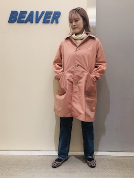 ダントンステンカラーコートピンク