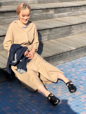 「Paraboot」｜「アイテム（デニムジャケット）」を使った、さゆるゆるさん（レディース・155cm）の春コーディネート