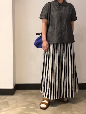 「MANASTASH（マナスタッシュ）のアイテム（バッグ）」を使った、さゆるゆるさん（レディース・155cm）の夏コーディネート