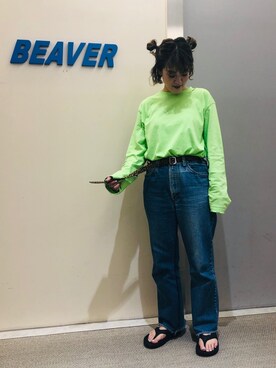 「BEAVER ORIGINAL（ビーバーオリジナル）のアイテム」を使った、さゆるゆるさん（レディース・155cm）の夏コーディネート