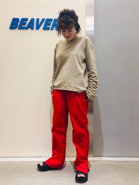 「BEAVER ORIGINAL（ビーバーオリジナル）のアイテム」を使った、さゆるゆるさん（レディース・155cm）の夏コーディネート