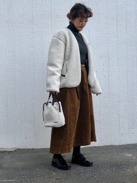 「MANASTASH（マナスタッシュ）のアイテム（バッグ）」を使った、さゆるゆるさん（レディース・155cm）の冬コーディネート