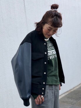 「SKOOKUM（スクーカム）のアイテム（ブルゾン）」を使った、さゆるゆるさん（レディース・155cm）の冬コーディネート