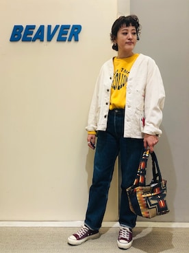 「定番」｜「アイテム（ブルゾン）」を使った、さゆるゆるさん（レディース・155cm）の冬コーディネート