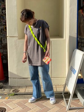 「MANASTASH（マナスタッシュ）のアイテム（PC・スマホグッズ/家電）」を使った、さゆるゆるさん（レディース・155cm）の春コーディネート