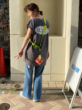 「MANASTASH（マナスタッシュ）のアイテム（PC・スマホグッズ/家電）」を使った、さゆるゆるさん（レディース・155cm）の春コーディネート