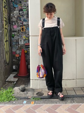 「MANASTASH」｜「アイテム（オールインワン・サロペット）」を使った、さゆるゆるさん（レディース・155cm）の春コーディネート