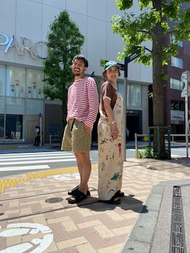 「SHAKA」｜「アイテム（サロペット/オーバーオール）」を使った、さゆるゆるさん（レディース・155cm）の春コーディネート