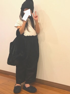 「AZUL by moussy（アズールバイマウジー）のアイテム（ニットキャップ/ビーニー）」を使った、peeeさん（キッズ・130cm）の秋コーディネート