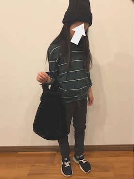 「AZUL by moussy（アズールバイマウジー）のアイテム（ニットキャップ/ビーニー）」を使った、peeeさん（キッズ・135cm）の秋コーディネート