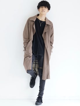 「CASPER JOHN（キャスパージョン）のアイテム（トレンチコート）」を使った、KAIさん（メンズ・181cm）の春コーディネート