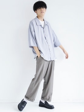 「サックスブルー」｜「アイテム（その他）」を使った、KAIさん（メンズ・181cm）の春コーディネート
