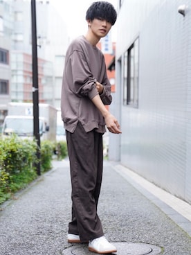 「LILL（リル）のアイテム（スウェット）」を使った、KAIさん（メンズ・181cm）の秋コーディネート