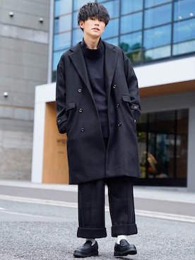 「CASPER JOHN（キャスパージョン）のアイテム（チェスターコート）」を使った、KAIさん（メンズ・183cm）の冬コーディネート