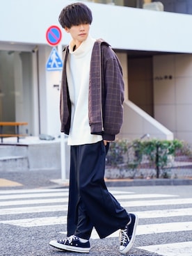 「flaner（フラネ）のアイテム（ブルゾン）」を使った、KAIさん（メンズ・183cm）の冬コーディネート