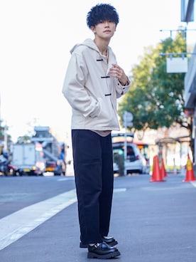 「epnok（エプノック）のアイテム（スウェット）」を使った、KAIさん（メンズ・183cm）の冬コーディネート