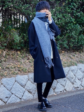 「CASPER JOHN（キャスパージョン）のアイテム（チェスターコート）」を使った、KAIさん（メンズ・183cm）の冬コーディネート