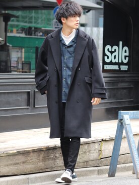 「CASPER JOHN（キャスパージョン）のアイテム（チェスターコート）」を使った、KAIさん（メンズ・183cm）の冬コーディネート