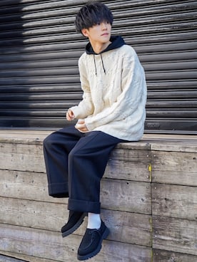 「CASPER JOHN（キャスパージョン）のアイテム（その他シューズ）」を使った、KAIさん（メンズ・183cm）の冬コーディネート