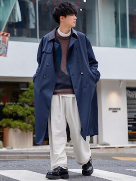 「CASPER JOHN（キャスパージョン）のアイテム（トレンチコート）」を使った、KAIさん（メンズ・183cm）の冬コーディネート