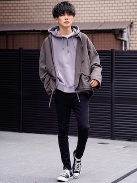 「INTER FACTORY（インターファクトリー）のアイテム（パーカー）」を使った、KAIさん（メンズ・183cm）の冬コーディネート