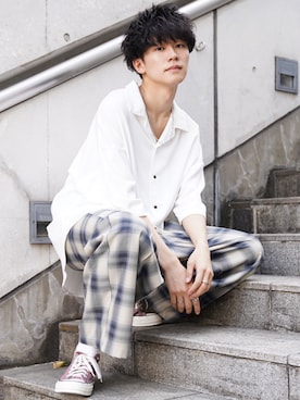 「CASPER JOHN（キャスパージョン）のアイテム（アクセサリー）」を使った、KAIさん（メンズ・183cm）の春コーディネート