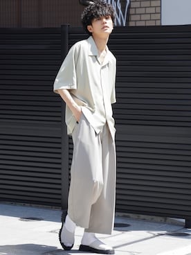 「Adoon plain（アドーンプレーン）のアイテム（トップス）」を使った、KAIさん（メンズ・183cm）の春コーディネート