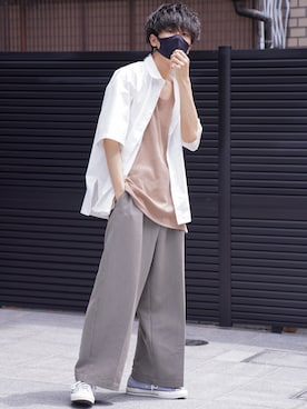 「MAISON SPECIAL（メゾンスペシャル）のアイテム（スラックス）」を使った、KAIさん（メンズ・183cm）の春コーディネート