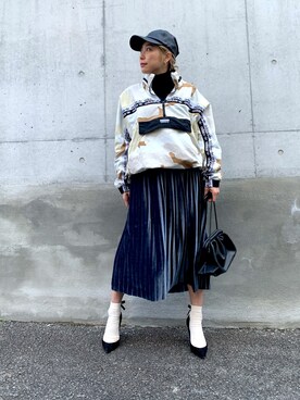 「ベロアスカート」｜「アイテム（ブルゾン）」を使った、byneneさん（レディース・157cm）の冬コーディネート