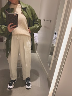 「H&M（エイチ・アンド・エム）のアイテム（ミリタリージャケット）」を使った、byneneさん（レディース・157cm）の冬コーディネート
