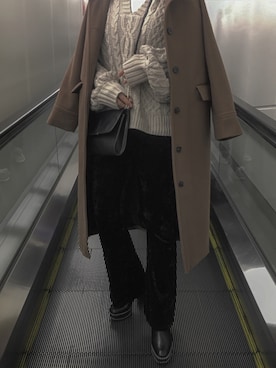 「DHOLIC（ディーホリック）のアイテム（ピーコート）」を使った、harさん（レディース・167cm）の冬コーディネート