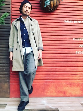 「CIAOPANIC TYPY」｜「アイテム（トレンチコート）」を使った、Yusuke Tanakaさん（メンズ・173cm）の秋コーディネート