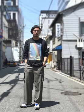 「SURROUND（サラウンド）のアイテム」を使った、Yusuke Tanakaさん（メンズ・173cm）の夏コーディネート